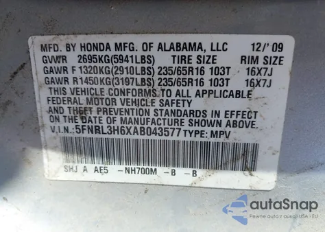 2010 Honda Odyssey Ex-L from USA, damaged, VIN 5FNRL3H6XAB043577